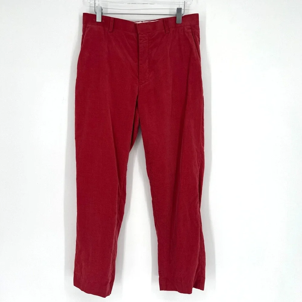 J Crew Kenmare Pants Mens 32 Corduroy Red Preppy Italian Duca‎ Visconti